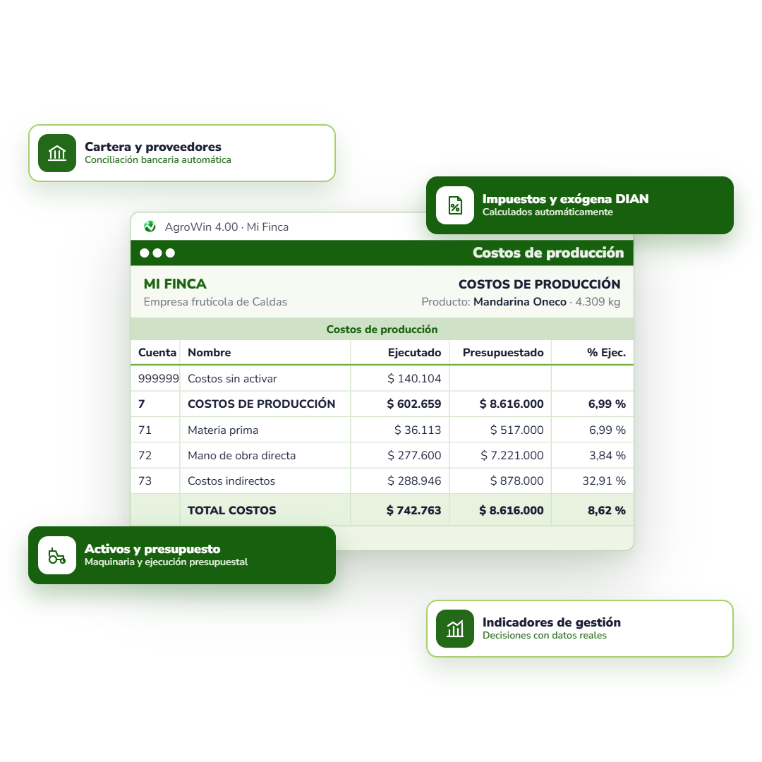 Dimensión contable y financiera en AgroWin